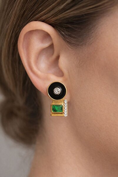 mischa jewelry Black Modern Art Gold Earrings
