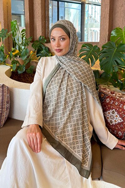 lamelif Ethnic Pattern Bamboo Shawl Khaki