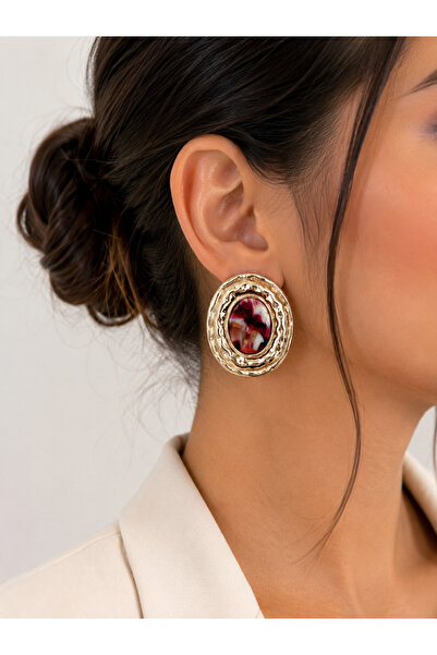 Girift Vintage Cosmo Patterned Acrylic Look Earrings