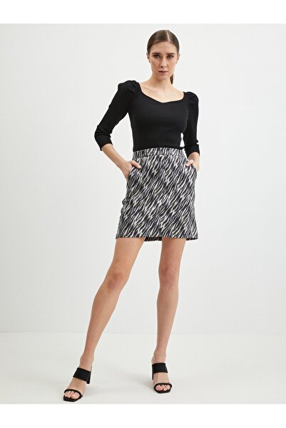 ORSAY Black women's patterned suede skirt