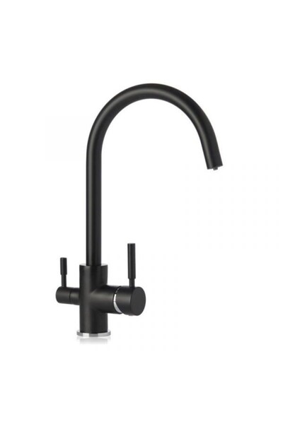 awe Baterie cu 3 căi, alamă, DG-B3302-MB, bucătărie, debit reglabil, negru