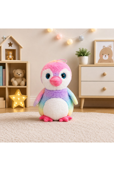 Seysa RENKLİ GÖKKUŞAĞI PENGUEN TATLI PELUŞ OYUNCAK