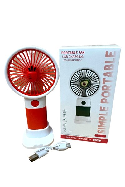 CAVAŞ sun hat USB Şarjlı Çilek Figürlü Mini El Fanı - 16x8 cm 3 Kademeli Sess...