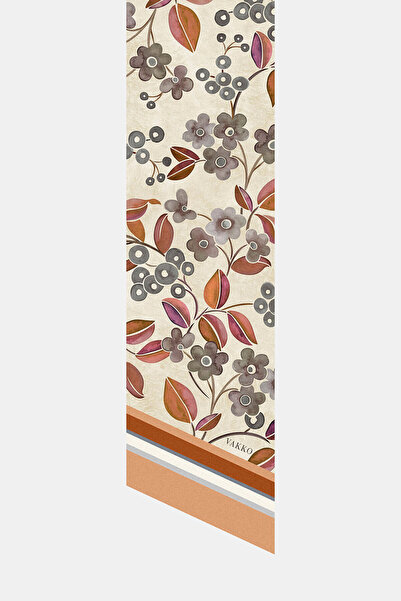 Vakko ÇİÇEK DESENLİ TWILL İPEK FULAR