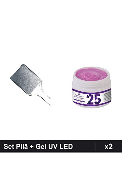 Makeup Set 2 Îngrijire Unghii: Pilă Călcâie Neagră + Gel Construcție UV LED 15g