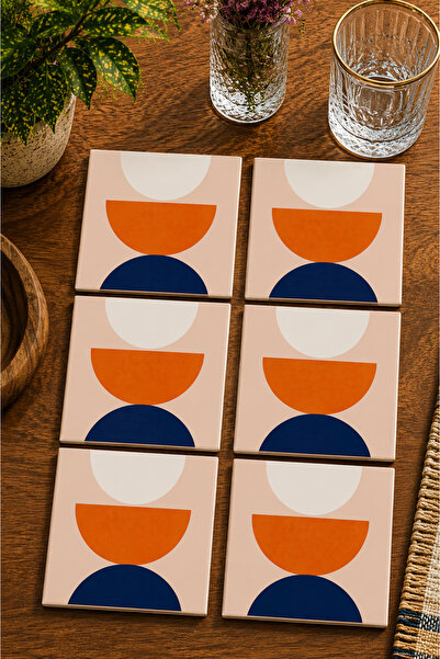 JHAAR Abstract - Bohemian - Colorful Leaf Themed Modern Set of 6 Coasters - U...