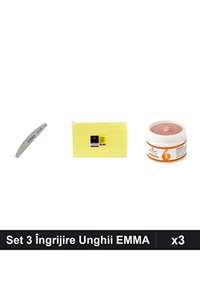 Makeup Set 3 Îngrijire Unghii EMMA - Pilă 100/180, Șervețele 900buc, Gel Cons...