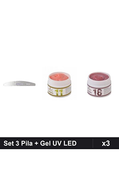 Makeup Set 3 Pila Unghii Emma 80/80 + Gel Constructie UV LED FSM 15g, Nuante ...