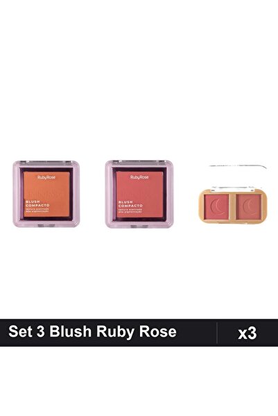 Makeup Set 3 Blush Ruby Rose Compact BL10 BL40 + Paleta Cheek To Cheek 01, Ma...