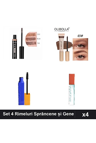 Makeup Set 4 Rimeluri Sprâncene și Gene, Ruby Rose Eyebrow Gel, Olibolla Aubu...
