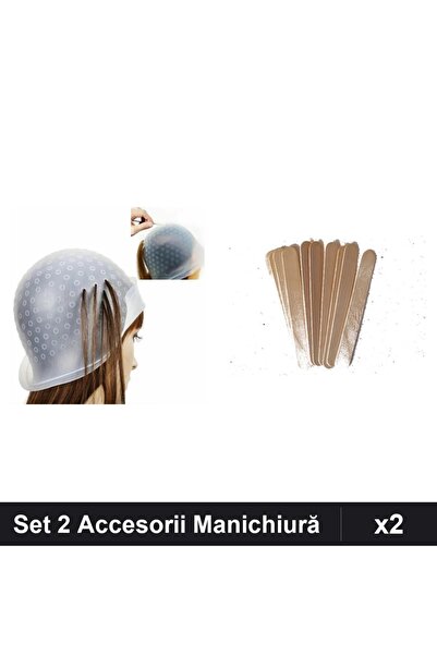 Makeup Set 2 Accesorii Manichiură - Cască Silicon Balayage + 10 Spátule Lemn ...