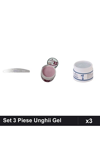 Makeup Set 3 Piese Îngrijire Unghii: Pilă Emma 80/80 + 2x Gel Constructie UV ...