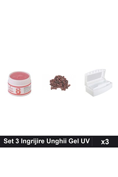 Makeup Set 3 Gel Constructie UV LED FSM 15g, Rezerve Smirghel 180, Recipient ...