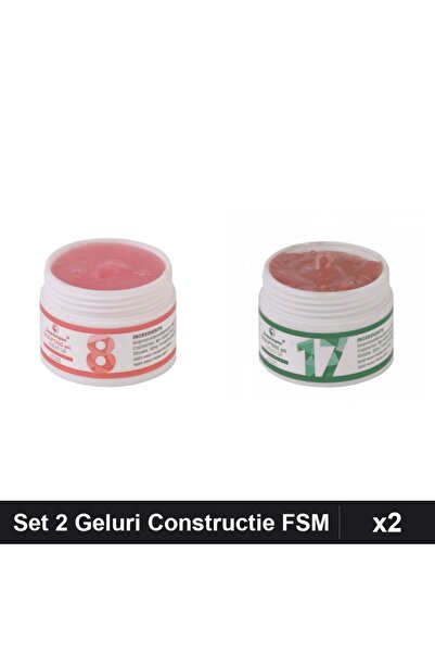 Makeup Set 2 Geluri Constructie UV LED FSM 15g, Nuante 08 17, Builder Gel Unghii