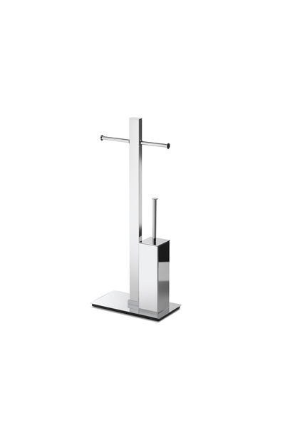 Gedy Bridge Pedestal Toilet Paper Holder + Brush Holder - Chrome