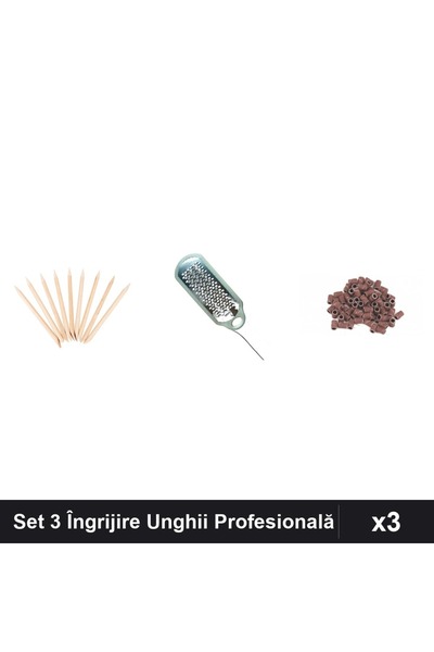 Makeup Set 3 Îngrijire Unghii - Bețișoare Portocal 10buc, Răzătoare Calcaie, ...