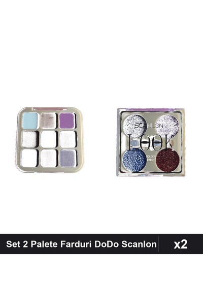 Makeup Set 2 Palete Farduri DoDo Rose și Scanlon cu Sclipici, Nuante 03 Nr 1