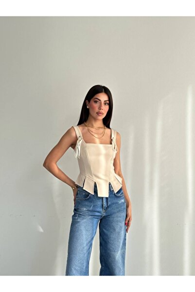 Ekim Store Lace-Up Strap Corset Blouse