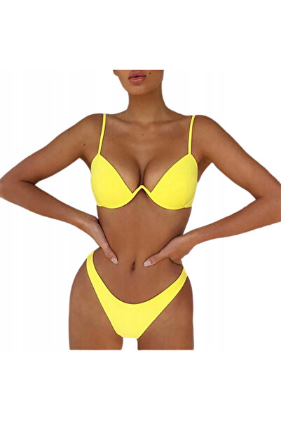 SNM Women's swimsuit, SNM, two-piece bikini, yellow, 40-42 EU