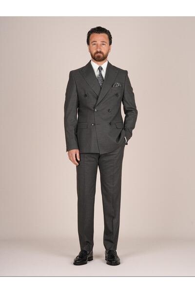 PAREZ Men's Slim Fit Italian Style Wool Woolen Fabric Double Breasted Suit Ja...