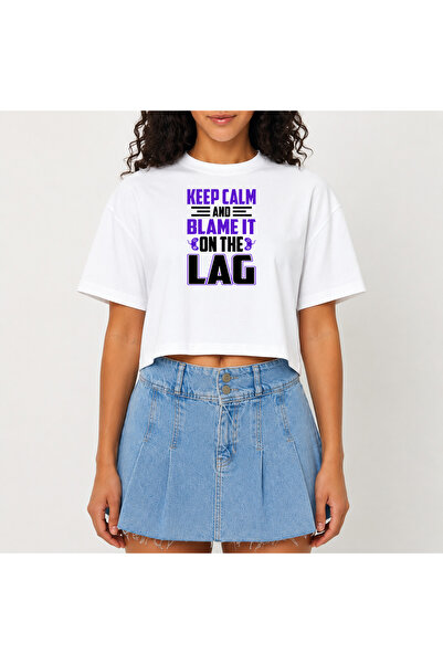 URBANTRENDSTORE Crop T-shirt με λευκό σχέδιο, άνετη εφαρμογή, ακατέργαστη κοπ...