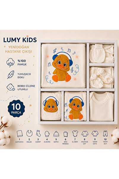 LUMY KIDS 10-Piece Newborn Hospital Discharge Set 100% Cotton