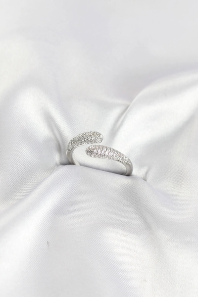 Eco Lounge Silver Color Brass Ring with Zircon Stone