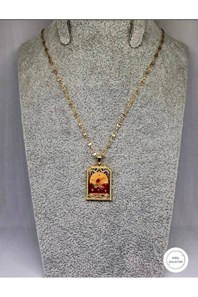 Carette De Terre Gold renk papağan figürlü çelik tarot kolye