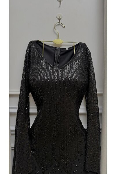 DIFFERENT Sequin Dress on Black Chiffon