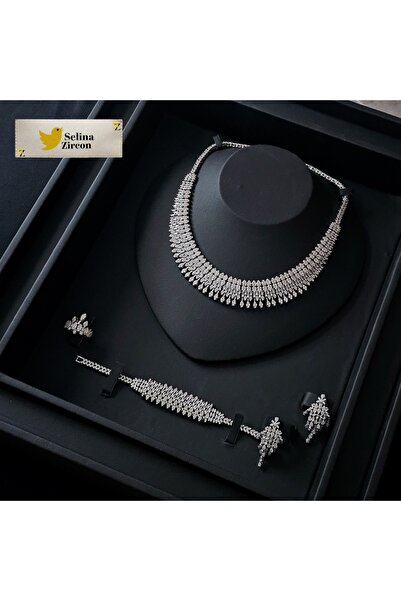 jewelrystore High-End Diamond-Like Zircon Accessories Set with Box