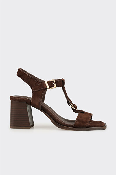 Elle Shoes Kahve Deri Kadın Sandalet