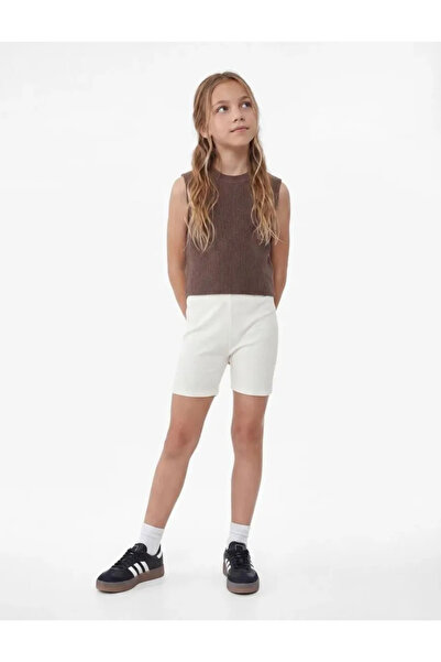 Koton Cotton Ribbed Short Leggings with Elastic Waist