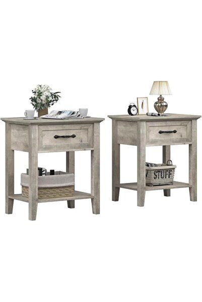 Garvee Modern Nesting Coffee Table Set of 2 with Storage Drawer, 2-Tier Side ...