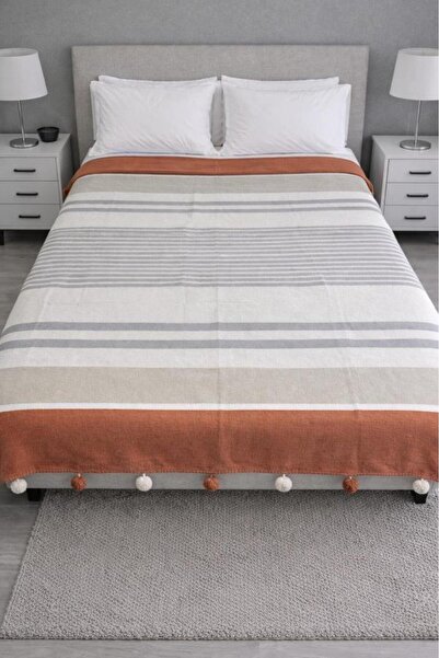 Çeyiz Diyarı Merinos Colorway Nougat Double Cotton Blanket 180X220 cm