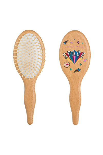 Zumzeria Beige Wooden Oval Hair Brush with Space Design 23cm