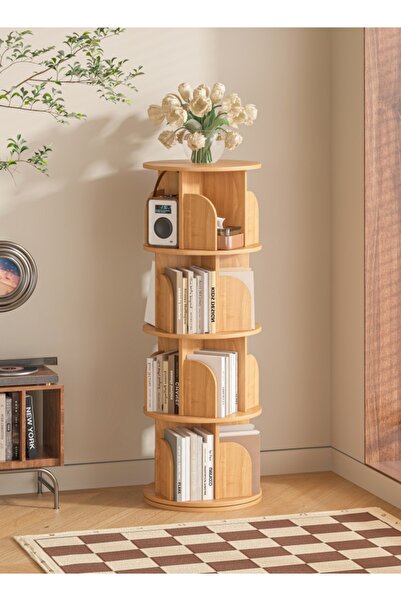 Bojasmiial 360° Rotating Bookshelf, Large Capacity Storage Shelf, Corner Cyli...