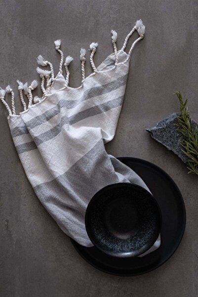 Barine Simple Tassel 2-Piece Kitchen Towel Gray