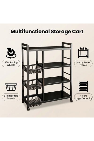 Vitakit Gold 4-Tier Metal Storage Rack | Adjustable Shelf Organizer | 3-Tier ...