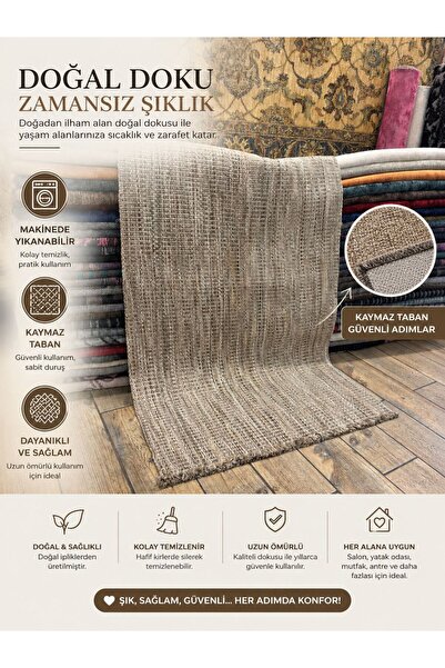 can halı DOĞA Kilim Makinede Yıkanabilir kaymaz Tabanlı Jüt Halı