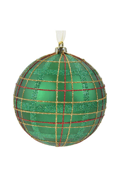 Zumzeria Ornament pentru bradul de Crăciun, glob verde mat cu modele în carou...