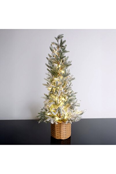 Zumzeria Brad de Crăciun înzăpezit cu ghiveci și LED Ø12x60cm