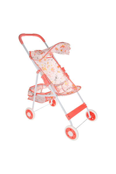 Zumzeria Peach Pink Stroller with Animal Pattern for Dolls