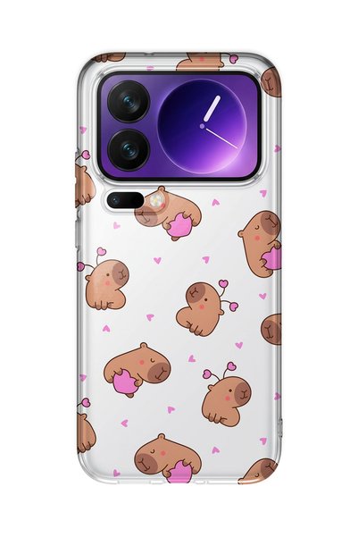 FLAMENKO حافظة هاتف شفافة بنمط كابيبارا لطيف متوافقة مع هاتف Xiaomi 17 Pro