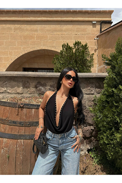 kırmızı butiks Black Degaje Droplu Blouse