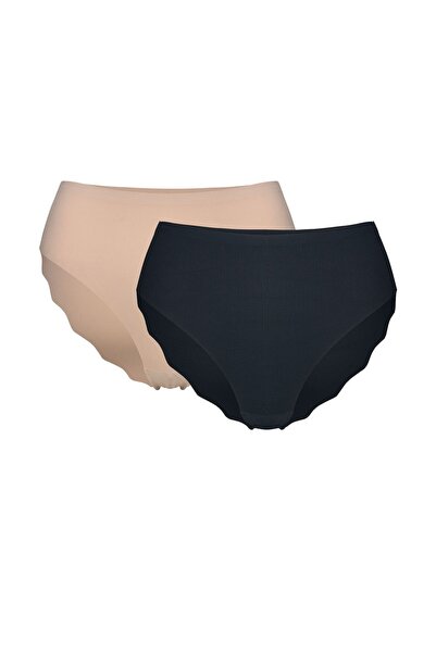 ESOTIQ Women's Seamless Briefs 2-Pack Ribbed Panties Laser Cut Invisible Supe...