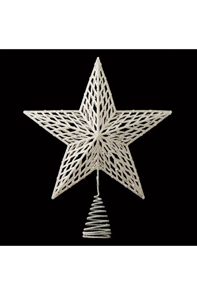 Zumzeria Ornament de brad stea 3D albă irizată 33cm