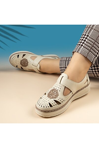 Modlet.ro Γυναικεία μπεζ casual παπούτσια πλατφόρμας με κλείσιμο με αυτοκόλλη...