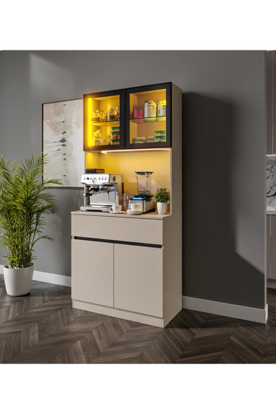GuneyStore Viona Kum Beji Mini Komple MDF LED Aydınlatmalı Kahve Köşesi - Ücretsiz Montaj