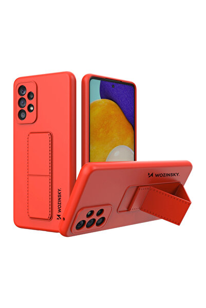 WOZINSKY Husă din silicon cu suport pentru Samsung Galaxy A73, roșie
