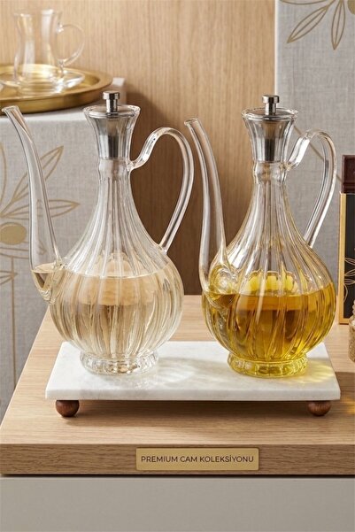 Hellomani Borosilicate Glass Glorry Glass Oil Dispenser with Marble Stand 700...